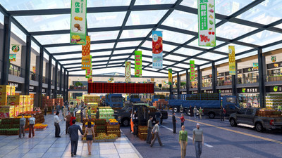 寫實場景農產品商貿交易大廳,農貿集散地,_ttzy作品_場景現代場景